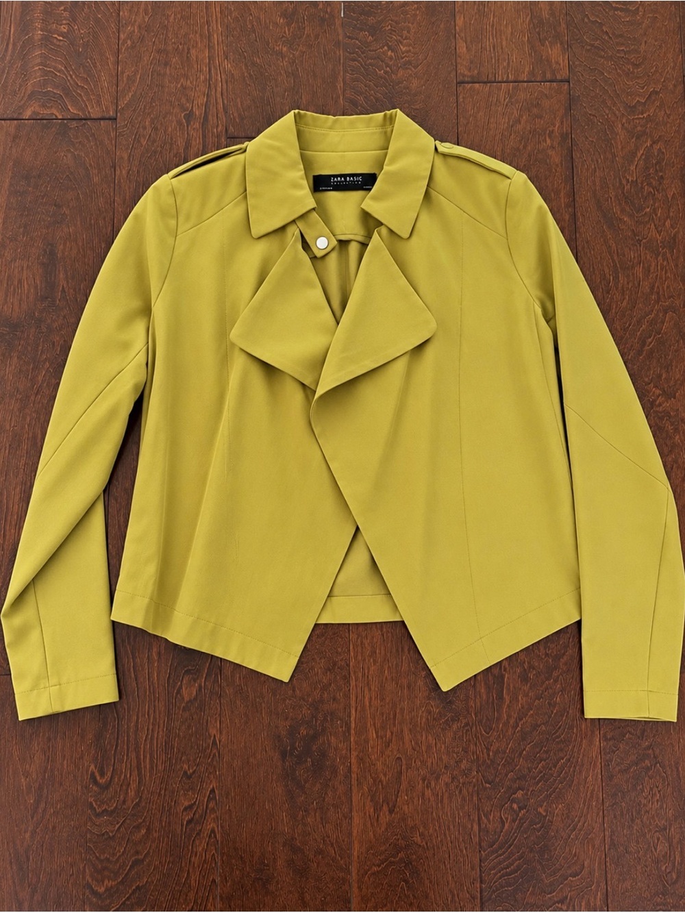 Zara Chartreuse Structured Cropped Blazer